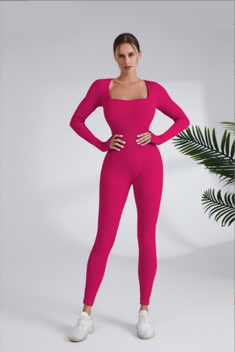 Threaded Square Collar Jumpsuit